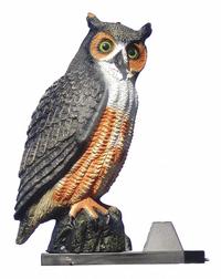 BIRD BARRIER Screech Decoy: Brown/White, Plastic, 400 sq ft Coverage Area, Targets Pigeons/Sparrows (MPN SD-OWL1)