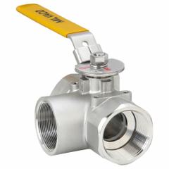 MILWAUKEE VALVE Manual Three-Way Ball Valve: 2 in, CF8M Stainless Steel, L Flow, FNPT x FNPT x FNPT (MPN BA3WDSLH 2). Key specifications — Brand: MILWAUKEE VALVE; Handle: Locking Lever.