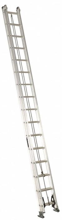 LOUISVILLE LADDER Extension Ladder: 32 ft Ladder Size, Aluminum, 300 lb Load Capacity, 62 lb Wt (MPN AE2232). Key specifications — Color: Silver; Brand: LOUISVILLE LADDER; Removable Fly: Fixed.