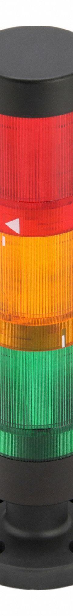 WERMA Tower Light Assembly: 3 Tier, Amber/Green/Red, No Sounder Tier, 8 5/8 in Overall Ht, Steady (MPN 62960002). Key specifications — Manufacturer Part Number: 62960002; Brand: WERMA; Operating Voltage: 24V AC/DC; Light Tier Color: Amber.