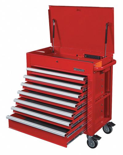 WESTWARD Tool Utility Cart: Red / Red Drawer, 36 3/16 in Wd, 22 1/8 in Dp, 39 1/4 in Ht - Heavy-Duty Tool Utility Carts with Drawers