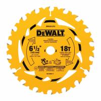 DEWALT Circular Saw Blade: 6 1/2 in Blade Dia., 18 Teeth, 0.07 in Cut Wd, 5/8 in Arbor Size, Framing (MPN DWA261218). Key specifications — attr1116119: DEWALT; attr1145631: Wood.