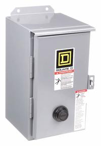 SQUARE D Magnetic Motor Starter: Non-Reversing, 3 Poles, NEMA Size 1, 27 A, 208V AC Coil (MPN 8536SCA3V08). Key specifications — Brand: SQUARE D; Coil Voltage: 208V AC; Phase: Three; Operator: None; Terminal Connection Type: Screw Clamp Terminals; Includes Pilot Light: No; Operator Controls: None; Auxiliary Contacts Included: No Auxiliary Contacts Included.