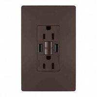 USB Receptacle: Duplex, 5-15R, 2 USB Ports, USB Type A, Dark Bronze, 125V AC, 15 A, GFCI (MPN 1597TRUSBAADBC4). Key specifications — Brand: LEGRAND.