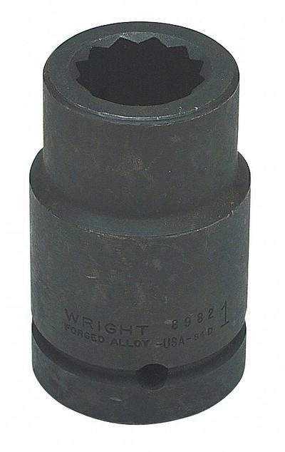 WRIGHT TOOL Impact Socket: 1 in Drive Size, SAE, 1 1/8 in Socket Size, 12-Point, Deep - 1" Drive Impact Sockets