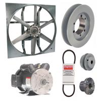 Exhaust Fan with Drive Package: Belt Drive, 30 in Blade, 1 hp, 11,901 cfm, 115/208-230V AC, 1 ph (MPN 7M897). Key specifications — Frame Finish: Zinc Plated; Assembled: Unassembled; Brand: DAYTON; Nameplate Voltage: 115/208-230V AC; Frame Material: Steel; Guard Type: None; Method of Construction: Cast; Motor Insulation: Class B.