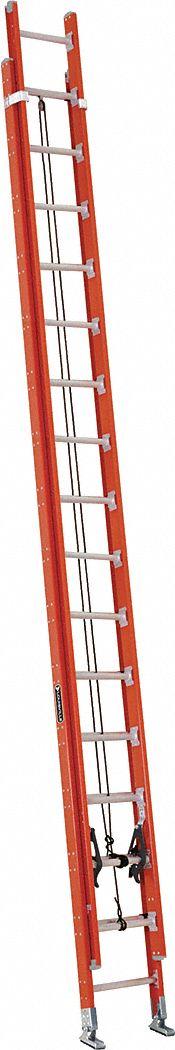 LOUISVILLE LADDER Extension Ladder: 32 ft Ladder Size, Fiberglass, 300 lb Load Capacity, 75 lb Wt (MPN FE7232). Key specifications — Color: Orange; Brand: LOUISVILLE LADDER; Included Features: Mar-Resistant End Caps; Removable Fly: Fixed.