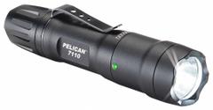PELICAN Flashlight: 445 lm, 1 hr Run Time at Max. Brightness, 93 m Max Beam, 4 Light Outputs, Black (MPN 7110). Key specifications — Brand: PELICAN; Switch Location: Tail; Battery Requirements - Broad: Includes 1 AA.