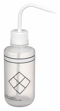 APPROVED VENDOR Wash Bottle: 500 mL, Write-On, White, Narrow, Std Spout Spout, White, 75 mm Body Dia (MPN 24J919). Key specifications — Closure Color: White; Vented/Nonvented: Nonvented; Body Color: White; Brand: APPROVED VENDOR; Imprinting Group: No Imprinting or Write On.