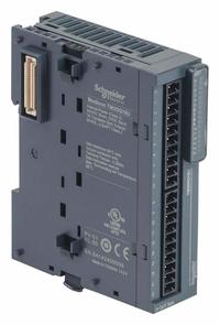 SCHNEIDER ELECTRIC Discrete Output Module: (16) Transistor Out (MPN TM3DQ16U). Key specifications — Manufacturer Part Number: TM3DQ16U; Power Required: 24V DC; Product Type: Discrete Output Module; Series: M221; Number and Type of Outputs: (16) Transistor; Mounting Style: Panel.
