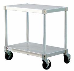 NEW AGE INDUSTRIAL Fixed Height Work Table: Fixed Ht, Aluminum, 30 in x 15 in (MPN 21530ES36PC). Key specifications — Standards: NSF Certified; Unit Type: Not Expandable or Modular; For Environment: Food Service; Includes: Hex Key; Assembly: Unassembled; Wheel Type: Solid; Wheel Material: Polyolefin; Maximum Shelf Load Capacity: 400 lb.