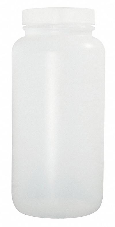 QORPAK Sampling Bottle: HDPE, 500 mL, 16.9 fl oz, Closure Included, Natural, 53-400 - HDPE Wide Mouth Round Lab Bottles