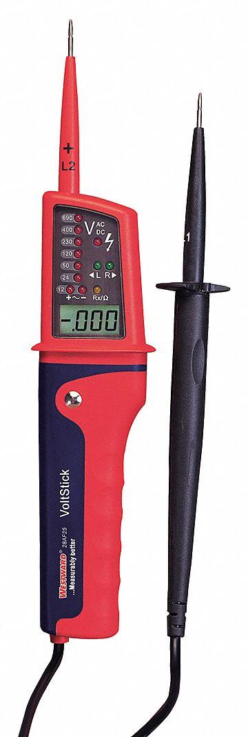 WESTWARD Voltage Detector/Tester: 12 V to 690 V, 12 V to 690 V, 0 ohm to 400 kiloohm - Voltage Testers