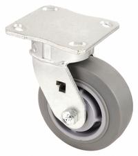 APPROVED VENDOR Plate Caster: Debris-Resistant, Swivel, Rubber, 6 in Wheel Dia, 2 in Wheel Wd (MPN P25S-PRP060R-14). Key specifications — Wheel/Tread Color: Gray; Brand: APPROVED VENDOR; Roll Up: Swivel.