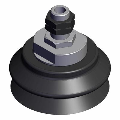 SMC Vacuum Pad: Bellows, M16X1.5, 80 mm Pad Dia, NBR, Black, 50, 78.5 mm Pad Ht - Bellows Type Automotive Industry Vacuum Pad Assemblies