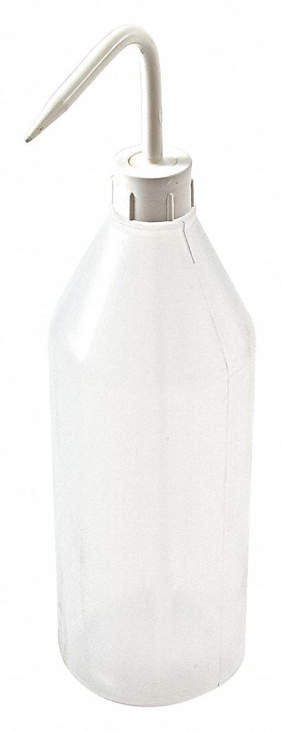 DYNALON Wash Bottle: 1 L, No Imprinting, White, Narrow, Std Spout Spout, Colorless - Narrow Mouthed Standard Spout Wash Bottles