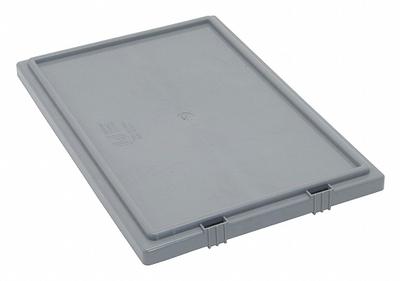 QUANTUM STORAGE SYSTEMS Lid: 17 7/8 in x 12 3/8 in, Gray, FDA Compliant, 493G04 - Lids for Standard Stacking & Nesting Totes
