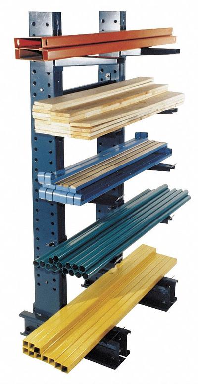 JARKE Cantilever Rack: Starter, Heavy-Duty, 74 3/4 in x 61 in x 12 ft, Straight Arm - Heavy-Duty Pin-Lock Cantilever Rack Kits