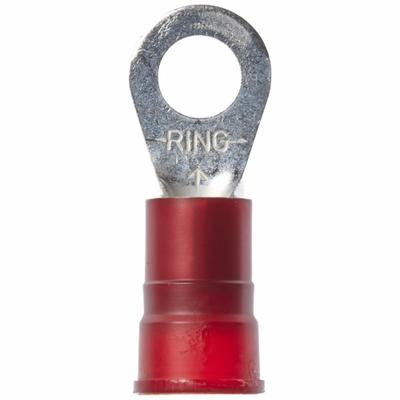 3M Ring Terminal: Red, Nylon Insulation, 1/4 in Stud Size, 8 AWG to 8 AWG Wire Sizes - Insulated Ring Terminals