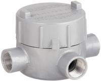 Conduit Outlet Body: Aluminum, GE, 3/4 in Trade Size, X Body, 19 cu in Body Capacity (MPN GECXT-2). Key specifications — Series: For Standard Body; Compatible Conduit Trade Size: 3/4 in; Thread Gender: Female; Hub Style: Threaded; Cover Included: Yes; Body Style: X; Connection Type: Threaded; Back Type: Flat.