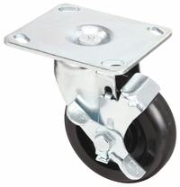 APPROVED VENDOR Plate Caster: Swivel, Side Brake, Rubber, 4 in Wheel Dia., 1 1/4 in Wheel Wd, Slot (MPN P12S-R040B-P3-WB). Key specifications — attr1100274: APPROVED VENDOR; attr1100312: Black; attr1176041: Swivel with Brake.