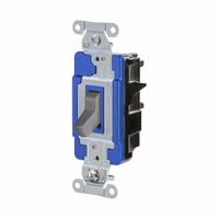 HUBBELL Wall Switch: Toggle Switch, Single Pole, Maintained, Gray, 120/277V AC, 15 A (MPN HBL1201STGY). Key specifications — Illuminated: No; Voltage Rating: 120/277V AC.