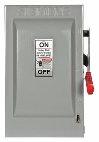 SIEMENS Safety Switch: Fusible, 60 A, Single Phase, 240V AC, Galvanized Steel, Indoor (MPN HF222N). Key specifications — Brand: SIEMENS.