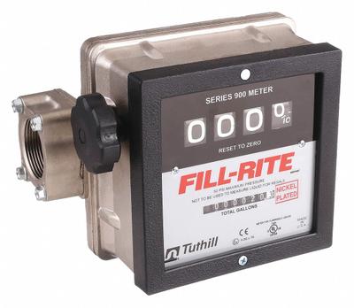 FILL-RITE Mechanical Flowmeter: 4-Digit Mechanical Fuel Transfer Meter, Aluminum - Nutating Disc Totalizers for Fuels