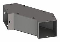 HOFFMAN Wireway 90 Degree Sweep Elbow: 4 in Wd, 4 in Ht, 16 ga Gauge, 1, Screw-On Cover, Steel (MPN F44G90SE). Key specifications — Brand: HOFFMAN; Cover Location: Top; Finish: Painted; Overall Length: 9.41 in; Cover Locking Style: Screw Clamps; Cover Type: Screw-On; With/Without Knockouts - Broad: No; Cover Type - Broad: Screw-On Cover.