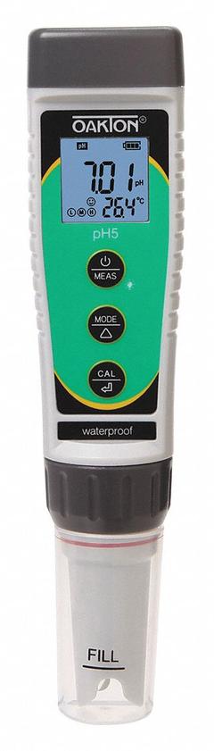 OAKTON pH Meter: pH/Temp, Meter, (4) AAA Batteries/Lanyard/Storage Case, Reagents Sold Separately (MPN 3563416). Key specifications — pH Accuracy: ±0.01 pH ±1 Digit; Temp Compensation: Automatic; Measurement Components Included: Meter; Reagents and Solutions Included: Reagents Sold Separately; Test Parameters: pH; Other Accessories Included: (4) AAA Batteries; Manufacturer Part Number: 3563416.