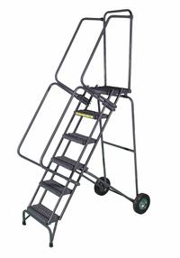 BALLYMORE Rolling Ladder: 6.7 ft Platform Ht, Unassembled, No Locking Mechanism, Steel (MPN FAWL-8-P). Key specifications — Brand: BALLYMORE; Color: Gray; Handrail Configuration: Double Handrails.