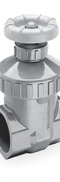 SPEARS Gate Valve: 2 in, PVC, Non-Rising, FIPS x FIPS, 200 psi CWP, Wheel, Solid Wedge (MPN 2031-020). Key specifications — Wedge Material: Polypropylene; Brand: SPEARS; Bonnet Material: PVC.