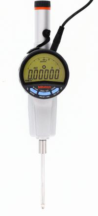 MITUTOYO Digital Indicator w/Calibration: 0 in to 2 in /0 in to 50.8 mm, Inch/Metric, IP40, Plunger (MPN 543-858ACAL). Key specifications — attr1184065: MITUTOYO; attr1184072: +/- 0.00012 in; attr1184084: 2.32 in.