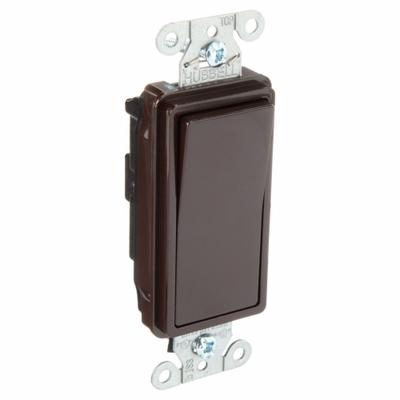 HUBBELL Wall Switch: Rocker Switch, Single Pole, Maintained, Brown, 120/277V AC - Rocker Wall Switches
