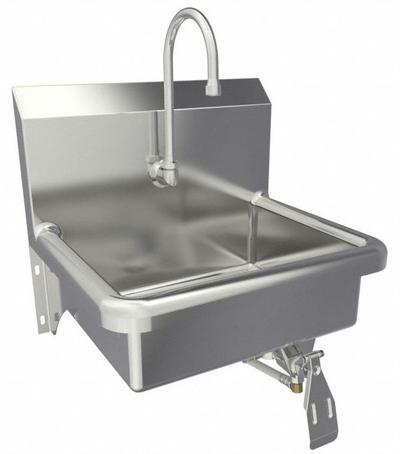 SANI-LAV Hand Sink: 1 Stations, 6 in Bowl Dp, 16 in Bowl Lg, 12 1/2 in Bowl Wd - One-Station Wall-Mounted Hand Sinks with Faucets