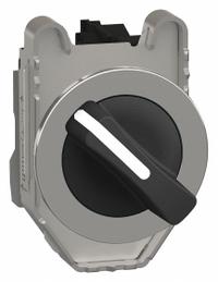 SCHNEIDER Selector Switch: 30 mm Panel Mounting Size, 2 Positions, Extended Lever, 1NO, Metallic (MPN XB4FJ21). Key specifications — AC Contact Rating: 6 A @ 120 V; Action: Maintained/Maintained; Cam: No Cam Included; DC Contact Rating: 0.55 A @ 125 V; Hazardous Location Specification: Not Rated; Operator Head Material: Plastic; Operator Head Type: Long-Handled Knob; Operator Illumination: Non-Illuminated.