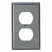 LEVITON Wall Plate: Duplex Outlet, 1 Gang, Silver, Std Size (MPN 84003-40). Key specifications — Brand: LEVITON; Material: Stainless Steel.