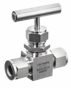 USA INDUSTRIALS Needle Valve: Inline Valve Body, 316 Stainless Steel, Screw-In Bonnet, FNPT x FNPT (MPN ZUSA-VLV-96). Key specifications — For Media: Natural Gas; Standards: API 598; Brand: USA INDUSTRIALS; Valve Series: N/A - Not Rated; Connection Gender - Side 2: Female; Connection Gender - Side 1: Female; Connection Type - Side 1: NPT; Connection Type - Side 2: NPT.