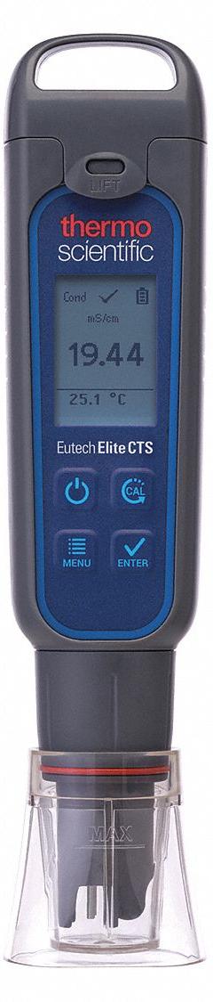 THERMO SCIENTIFIC Pocket Multiparameter Meter: Conductivity/Salinity/Temp/Total Dissolved Solids (MPN ELITECTSPIN). Key specifications — Test Parameters: Conductivity; Manufacturer Part Number: ELITECTSPIN; Configured Test Parameters: Conductivity; Measurement Components Included: Meter; Other Accessories Included: Batteries; Reagents and Solutions Included: Reagents Sold Separately.