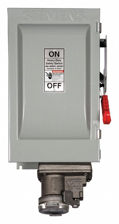 Siemens Safety Switch: Non-Fusible, 60 A, Three Phase, 600V AC, Galvanized Steel - Non-Fusible Safety Switches