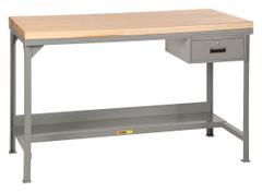 LITTLE GIANT Workbench: Fixed Ht, Butcher Block, 72 in x 30 in, 3,000 lb Overall Load Capacity, Gray (MPN WSJ2-3072-36-DR). Key specifications — Included Components: Drawer; Brand: LITTLE GIANT.