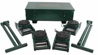 HILMAN ROLLERS Machine Roller Kit: 120,000 lb, 5 3/8 in Deck Ht, 5 7/8 in L x 5 7/8 in W, Steel (MPN KRS-60-SLP). Key specifications — Top Plate Surface: Rubber Padded; Includes: (2) Handles; Brand: HILMAN ROLLERS; Color: Green.