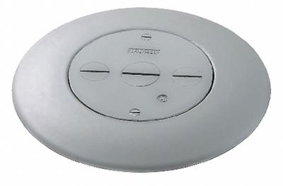 HUBBELL WIRING DEVICE-KELLEMS Service Fitting: Round, Gray, Aluminum, Smooth - Aluminum Electrical Floor Box Covers