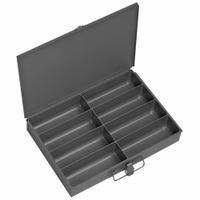 Compartment Drawer: 13 5/8 in x 9 7/8 in x 2 1/8 in, 2 1/8 in x 2 3/16 in x 6 3/8 in, 8 Compartments (MPN 213-95). Key specifications — Color: Gray; Compartment HxWxD: 6-3/8 in x 2-3/16 in; Number of Compartments: 8; Removable Dividers: No; Compatible Manufacturer Model Number: 308; Brand: DURHAM MFG.