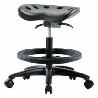 Tractor Stool: Polyurethane, Ht Range 19 in to 26 1/2 in, 17 in Seat Wd, 14 in Seat Dp, 0 Glides (MPN PTMBSO-RG-BF-RC-BLK). Key specifications — Brand: APPROVED VENDOR; Foot Support: Yes; Base Material: Fiberglass; ESD-Safe: Not ESD Safe; Number of Casters: 5.