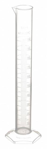 APPROVED VENDOR Graduated Cylinder: Polypropylene, 100 mL, 3.4 fl oz, To Contain (TC), Hexagon (MPN 9L458). Key specifications — attr1370610: Hexagon; attr1370612: Colorless; attr1370591: To Contain (TC); attr1370582: APPROVED VENDOR.