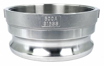 APPROVED VENDOR Cam and Groove Adapter: 6 in Coupling Size, 6 in-8 Thread Size - Type A Stainless Steel Cam & Groove Fittings