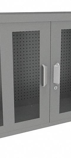 VIDMAR Pegboard Wall Cabinet: 45 in x 14 in x 30 in, Clearview, Pull Handle & Keyed, Gray, 115 lb Wt (MPN Grainger48879). Key specifications — attr66693: Medium Duty; attr66638: Steel; attr66636: Assembled; attr66635: Gray; attr66630: VIDMAR.