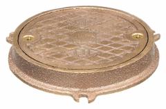 JAY R. SMITH MFG. CO Floor Cleanout: 5 1/2 in Overall Dia, 3/4 in Overall Ht, Nickel Bronze, Bronze (MPN 4810-04PB). Key specifications — Color: Bronze; Resistance Properties: Corrosion-Resistant; Brand: JAY R. SMITH MFG. CO; Finish: Polished Bronze; Includes: Frame with Anchor Lugs.