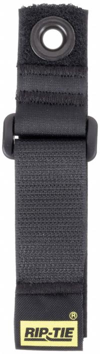 RIP-TIE Hook-and-Loop Cinch Strap: 7 in Lg, 1.50 in, 1 in Wd, 90 lb Tensile Strength, Black, 2 PK (MPN N-07-G02-BK). Key specifications — Color: Black; Brand: RIP-TIE; Includes: Brass Grommets; Max. Bundle Dia.: 1.50 in.